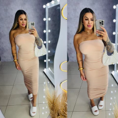 Vestido Midi tomara que caia drapeado - comprar online