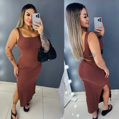 Vestido maya canelado premium na internet