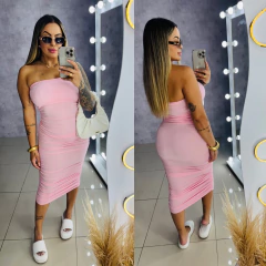 Vestido Midi tomara que caia drapeado - loja online