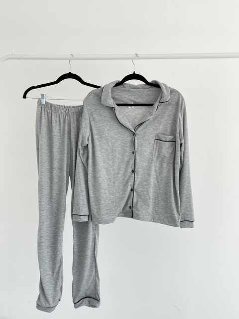 Pijama camisero gris melange SIN CAMBIO - comprar online