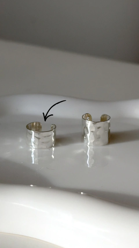 Ear Cuff Martelé Small | Acero Blanco