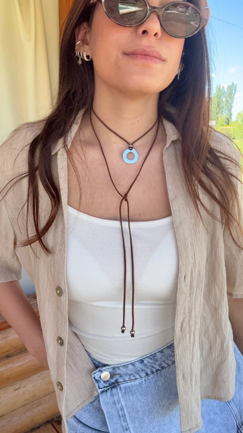 Collar Gamuza Circulo | Acero Quirurgico - comprar online