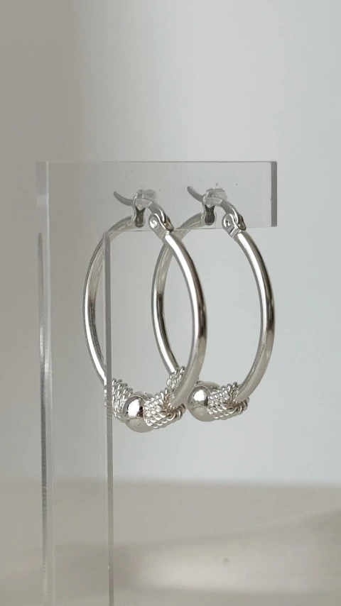 Argollas Bali 2,9cm | Acero Blanco - comprar online