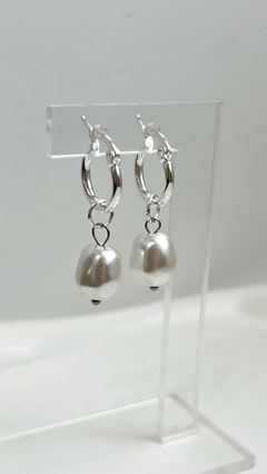 Argollas Perlas | Acero Blanco - comprar online