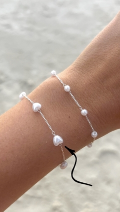 Pulsera Perlas Corazón | Acero Blanco - comprar online