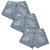 KIT SHORT JEANS FEM 3 PEÇAS AZUL CLARO PUIDO SKL4 TAM 04