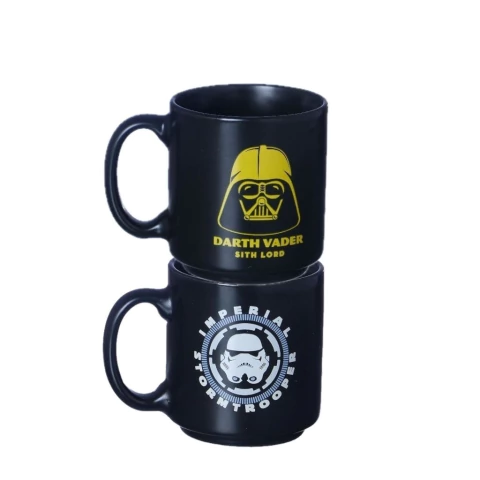 Kit Mini Canecas Star Wars Darth Vader e Stormtrooper 100 ml Cerâmica