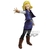 Estatueta da personagem Android 18 da série Dragon Ball Z, vestindo um vestido azul e com uma expressão determinada.