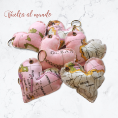 LLAVERO CORAZÓN ROSA GABARDINA