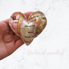 LLAVERO CORAZÓN ROSA GABARDINA - Vuelta al mundo