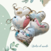 LLAVERO CORAZÓN MULTICOLOR, MAR CELESTE Y BLANCO GABARDINA