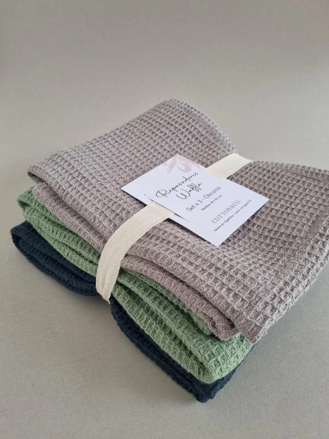 PACK OSCUROS - SET X 3 REPASADORES WAFFLE BASIC - comprar online