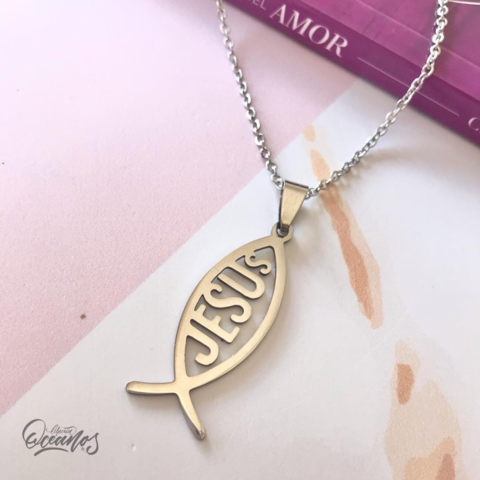 Cadenita Pez Jesús Plateada