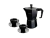 Set Cafetera Italiana Negra + 2 Pocillos con Plato Hudson