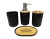 Set de Bano 4 Piezas Negro Rayitas