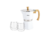 Set Cafetera Blanca Hudson Estilo Italiano 6 Pocillos + 2 Vasos Doble Vidrio