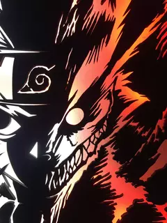 Cuadro led - Naruto y zorro de las 9 colas - 60x30cm - Luz blanca y roja- 12v - Dimmerizable - - Led it be cuadros brillantes 