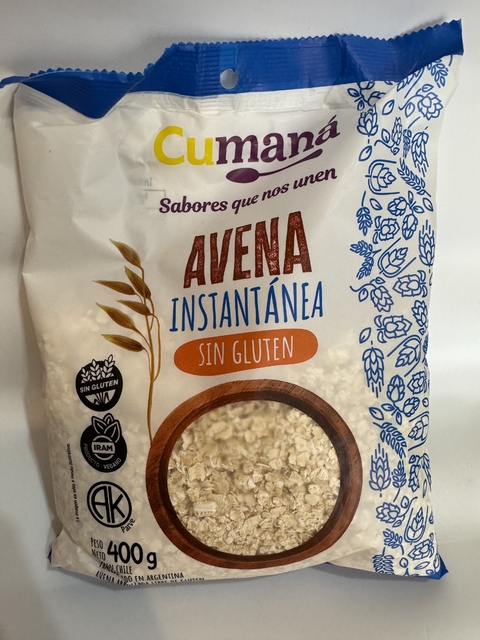 Avena instantánea sin gluten Cumaná x 400gr