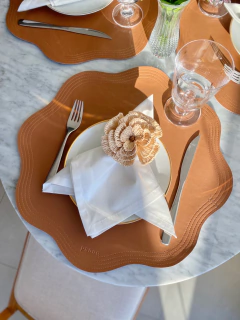 Lugar Americano Lórum Impermeável Dupla Face | Azul Marinho e Caramelo - loja online