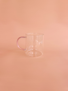 Caneca Chá Vidro | Alça Pink
