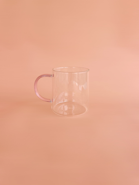 Caneca Chá Vidro P | Alça Pink