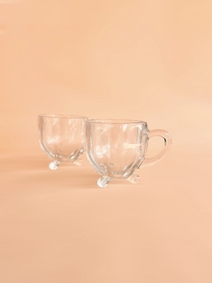 Dupla Xícara Café GG | Cristal com pezinho