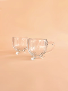 Dupla Xícara Café GG | Cristal com pezinho