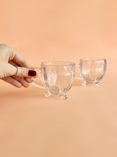 Dupla Xícara Café GG | Cristal com pezinho - comprar online