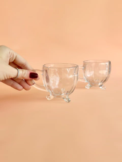 Dupla Xícara Café GG | Cristal com pezinho - comprar online
