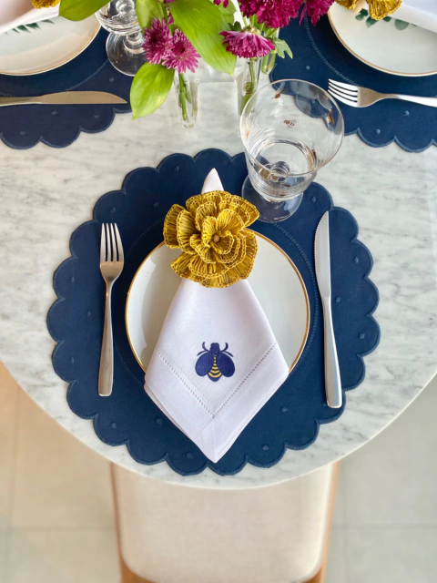 Lugar Americano Linho Poá | Azul Marinho