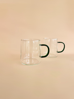 Caneca Chá Vidro | Alça Verde na internet