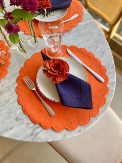 Jogo Americano Linho Poá | Laranja na internet