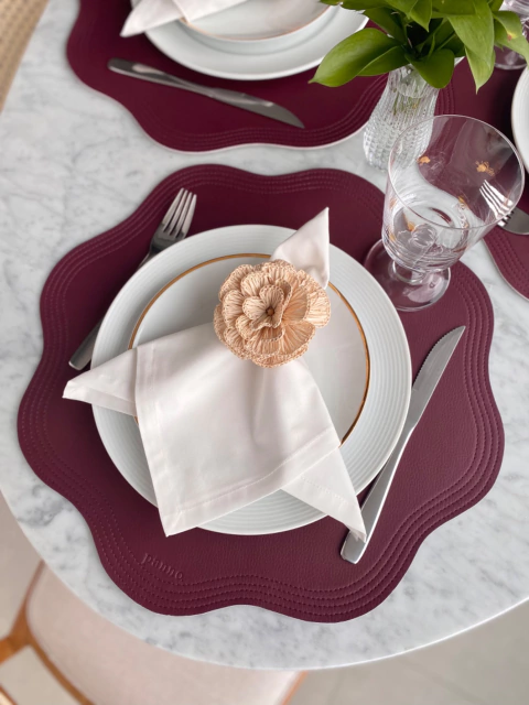 Lugar Americano Lórum Impermeável Dupla Face | Vinho e Creme