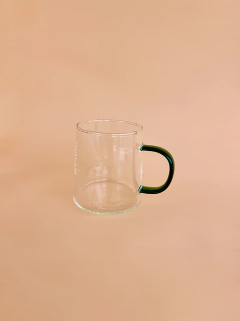 Caneca Chá Vidro P | Alça Verde