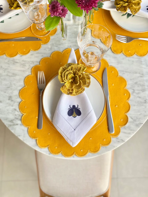 Lugar Americano Linho Poá | Amarelo Mostarda