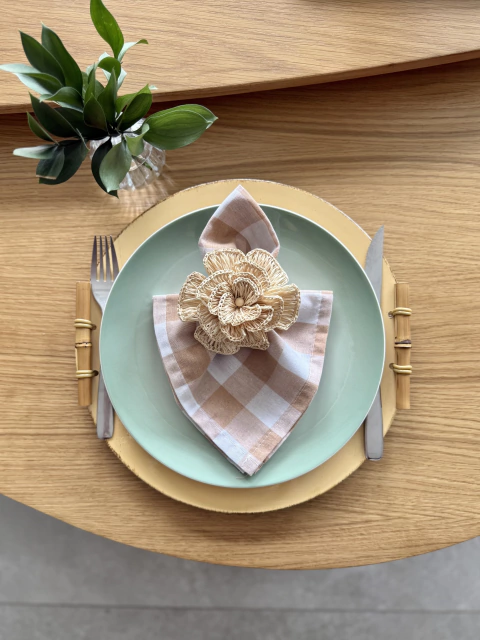 Sousplat Rígido Amarelo | Alça Bambu