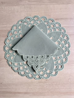 Lugar Americano Escamas | Linho Verde - loja online