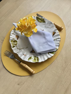 Imagem do Lugar Americano Oval Impermeável Dupla Face | Mostarda e Creme