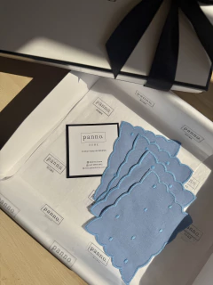 Set Guardanapo Coquetel Linho | Poá Azul - Panno Home