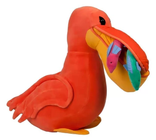 Pelúcia Bichos de Pano Pelicano Com 2 Peixinhos No Bico 10