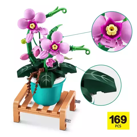 Blocos de Montar Max Premium Garden - Orquídea 169 pçs 26001 Candide