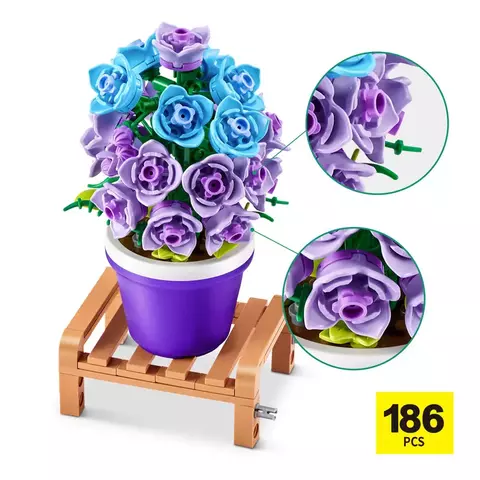 Blocos de Montar Max Premium Garden - Hortênsia 186 pçs 26001 Candide