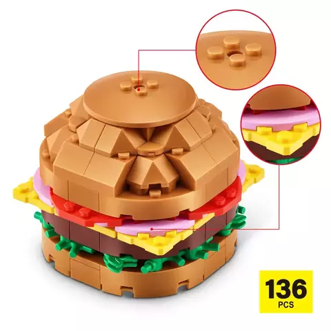 Blocos de Montar Max Premium Snacks - Hambúrguer 136 pçs 26004 Candide