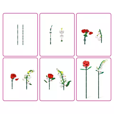 Blocos de Montar Max Premium Flowers - Rosa 204 pçs 26002 Candide