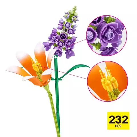 Blocos de Montar Max Premium Flowers - Lírio 232 pçs 26002 Candide