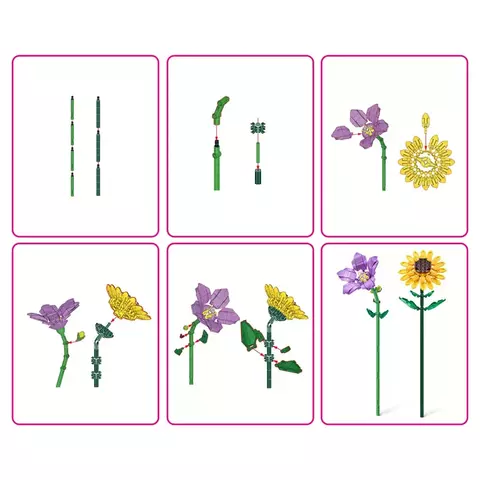 Blocos De Montar Max Premium Flowers Girassol 212 pçs 26002 Candide
