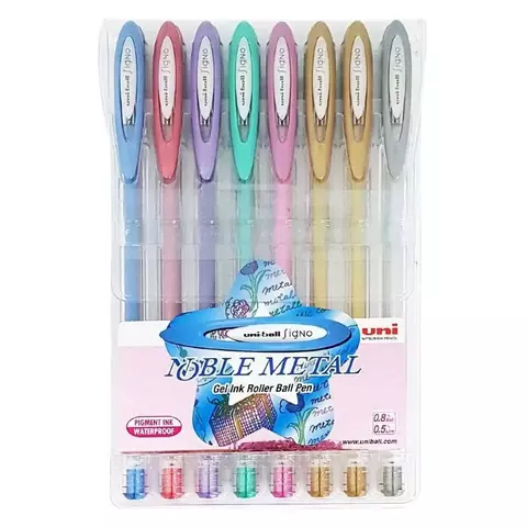 Caneta Gel Signo Noble Metal Estojo Com 8 Cores Uni-Ball 2277