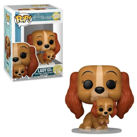 Boneco Funko Pop Disney A Dama e o Vagabundo 70 anos Dama com Filhoten 1553