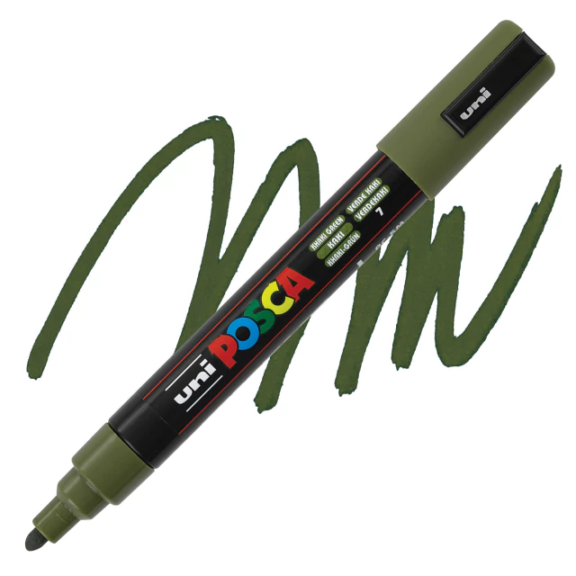 Caneta Posca Uni Pc-5m Verde Caqui 1.8-2.5mm #7 0008