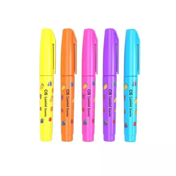 Mini Marca Texto Lumini Scents Neon 5 Cores Com Cheirinho Cis 5.8414